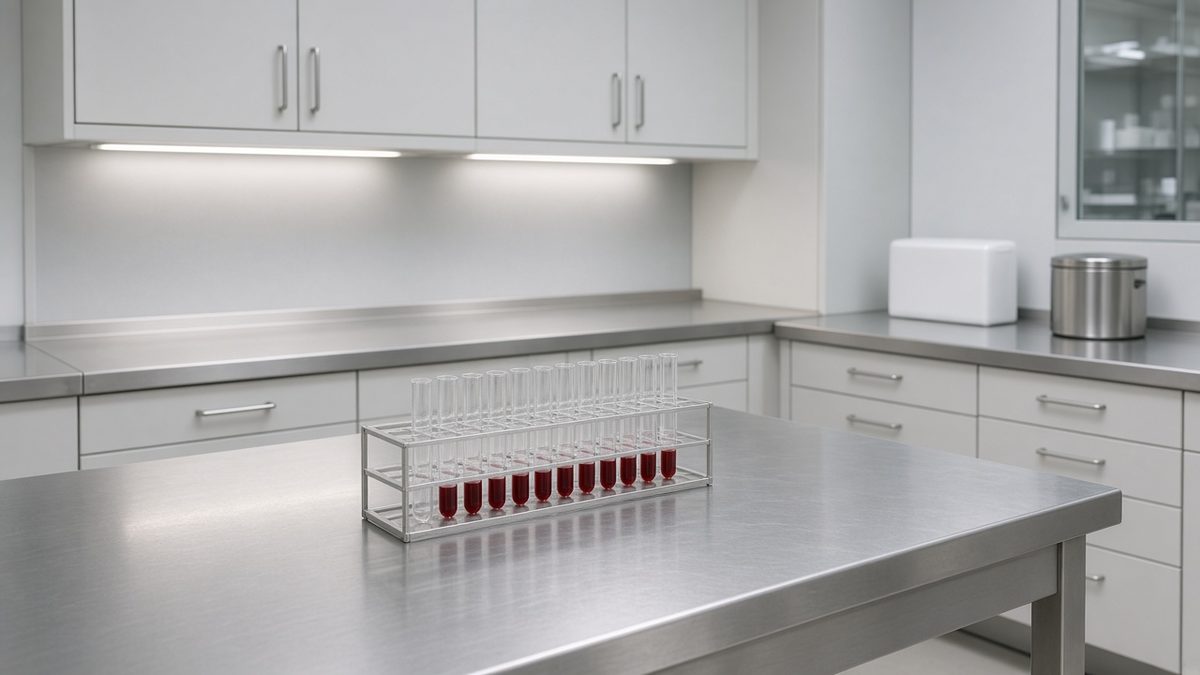 Alcohol-clinic consult: liver-panel rack, unlabeled