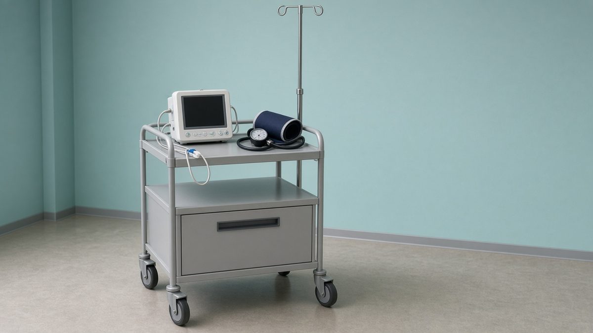 Rolling vital-signs cart with a pulse oximeter