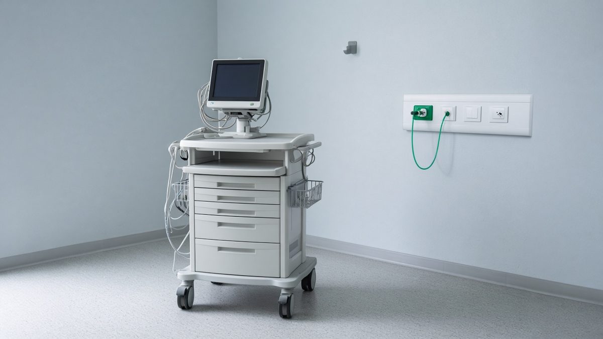 Detox bay vital cart and wall oxygen outlet, no bed
