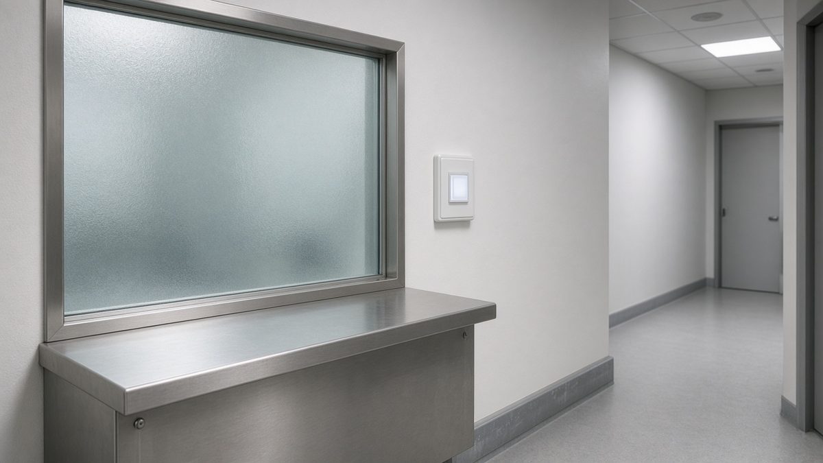 Psychiatric emergency intake window and call light